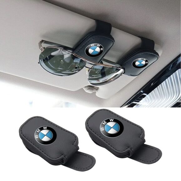 BMW Sunglass Holder for Car with Logo Black Leather NWT - Picture 10 of 12